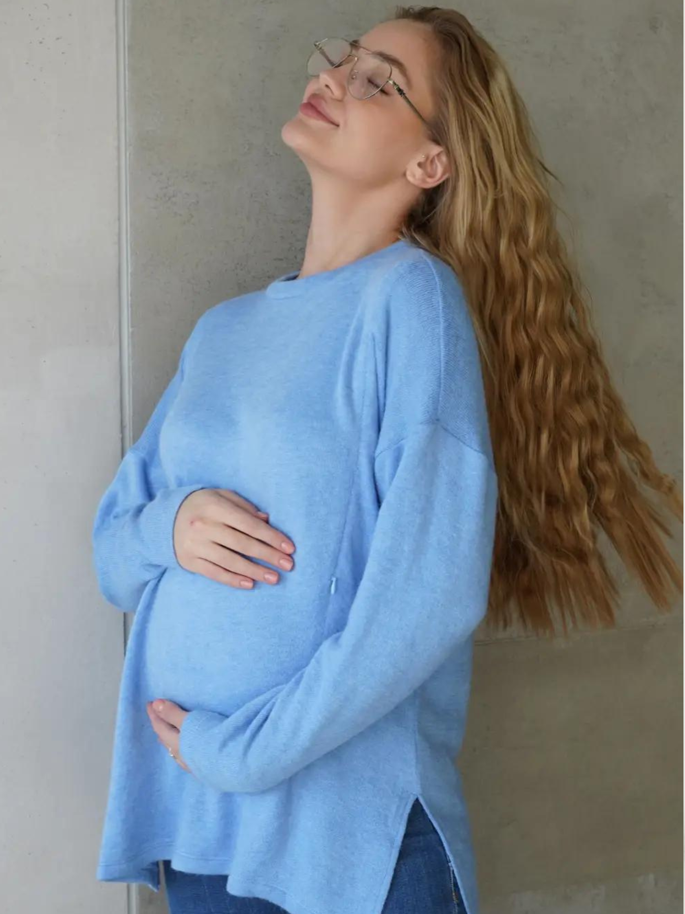 Pull de maternité doux Bleu