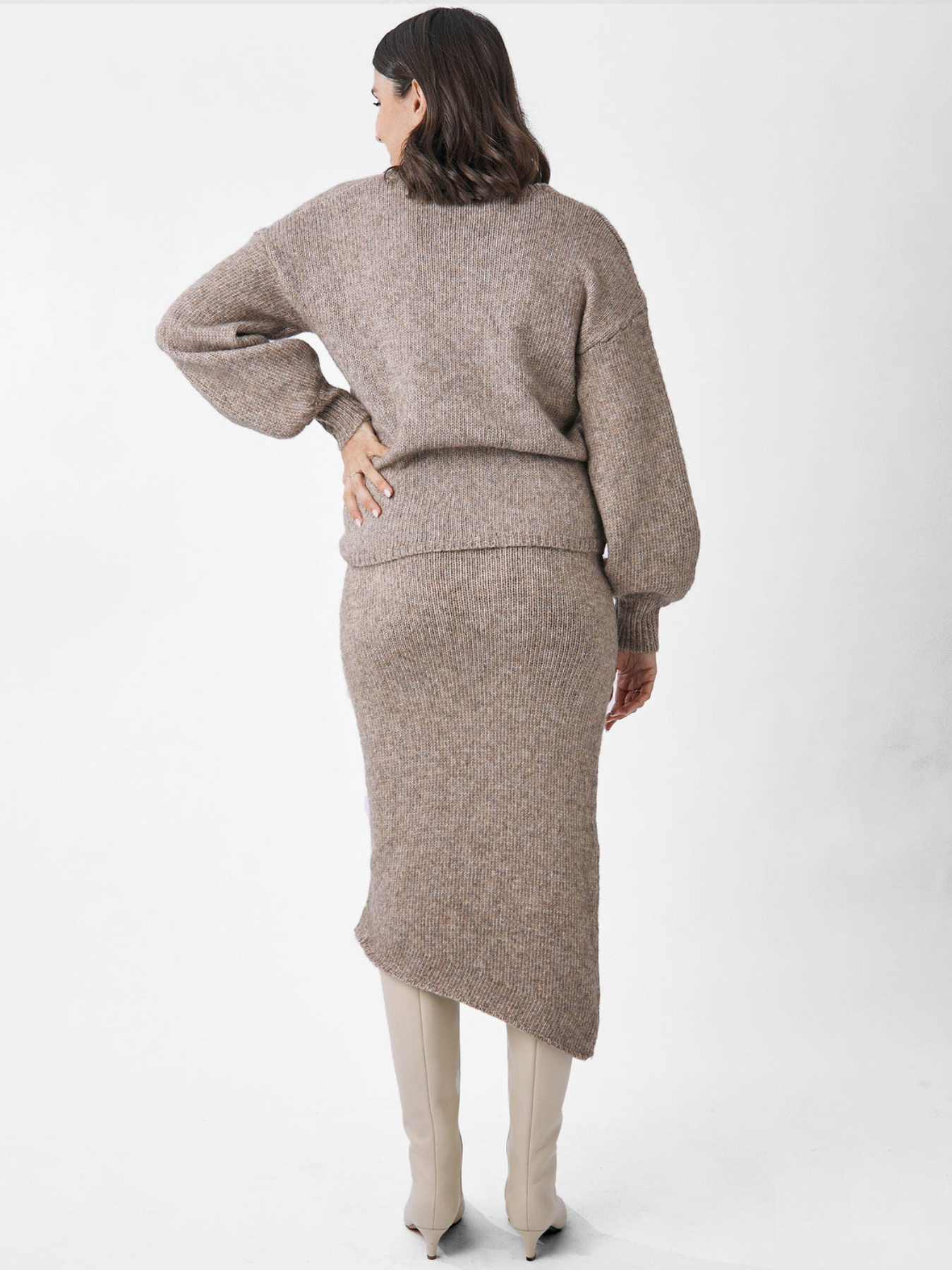 Pull en tricot croisé Taupe