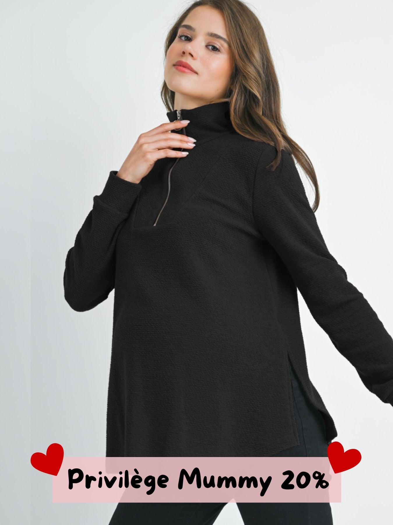 Pull de maternité zippé
