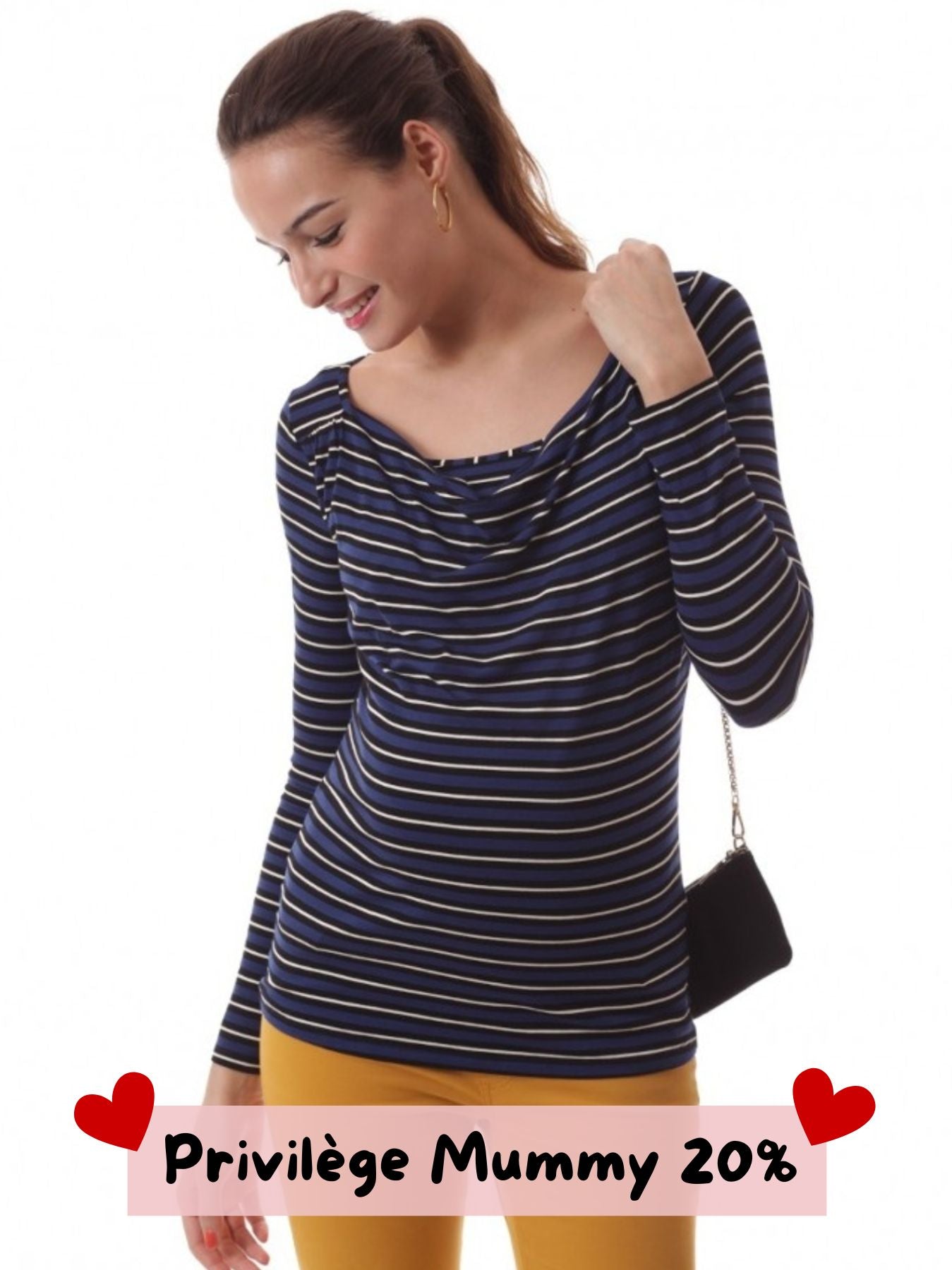 Blouse lignée col bénitier