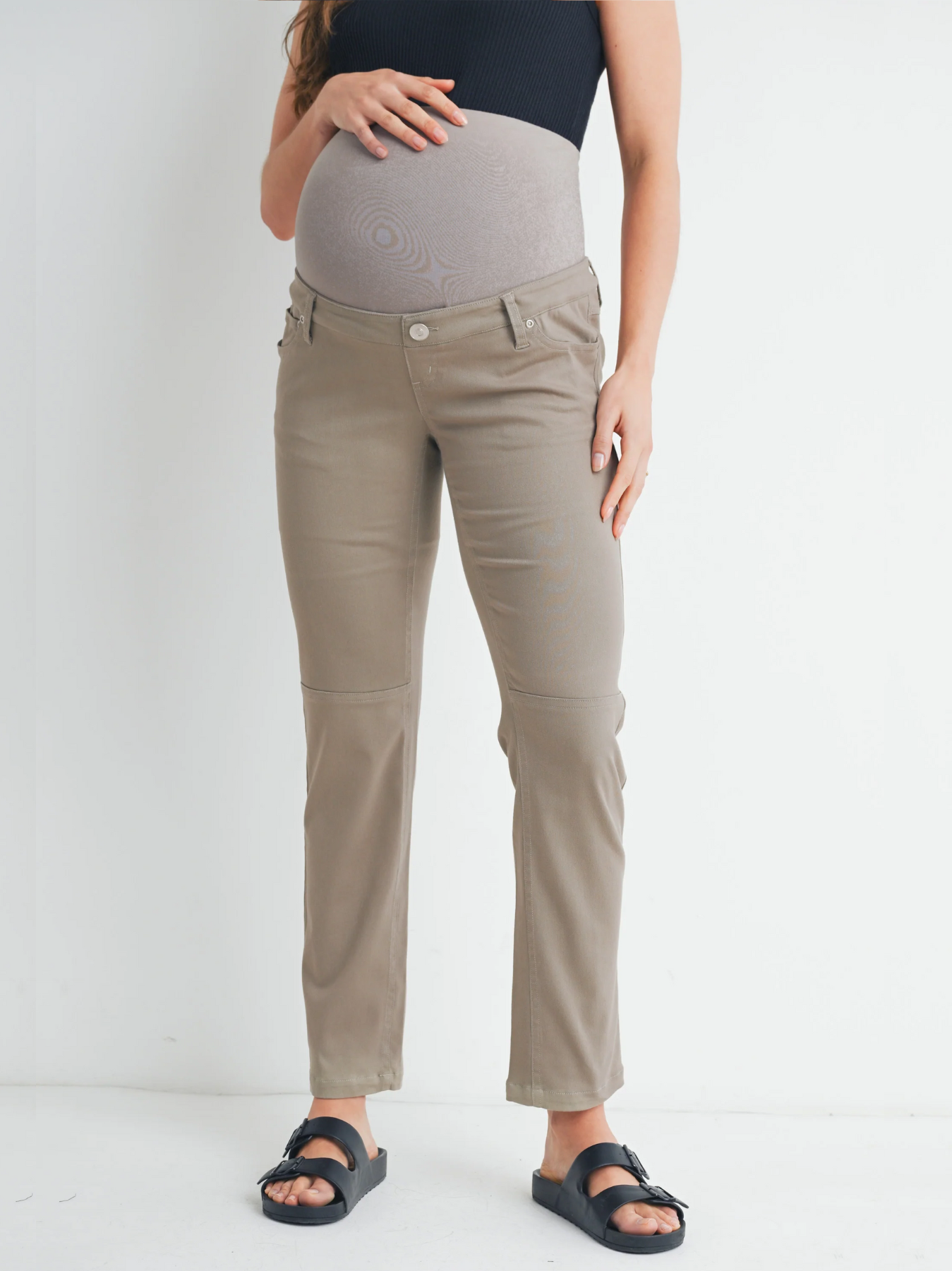 Jeans de grossesse à jambes droites Kaki