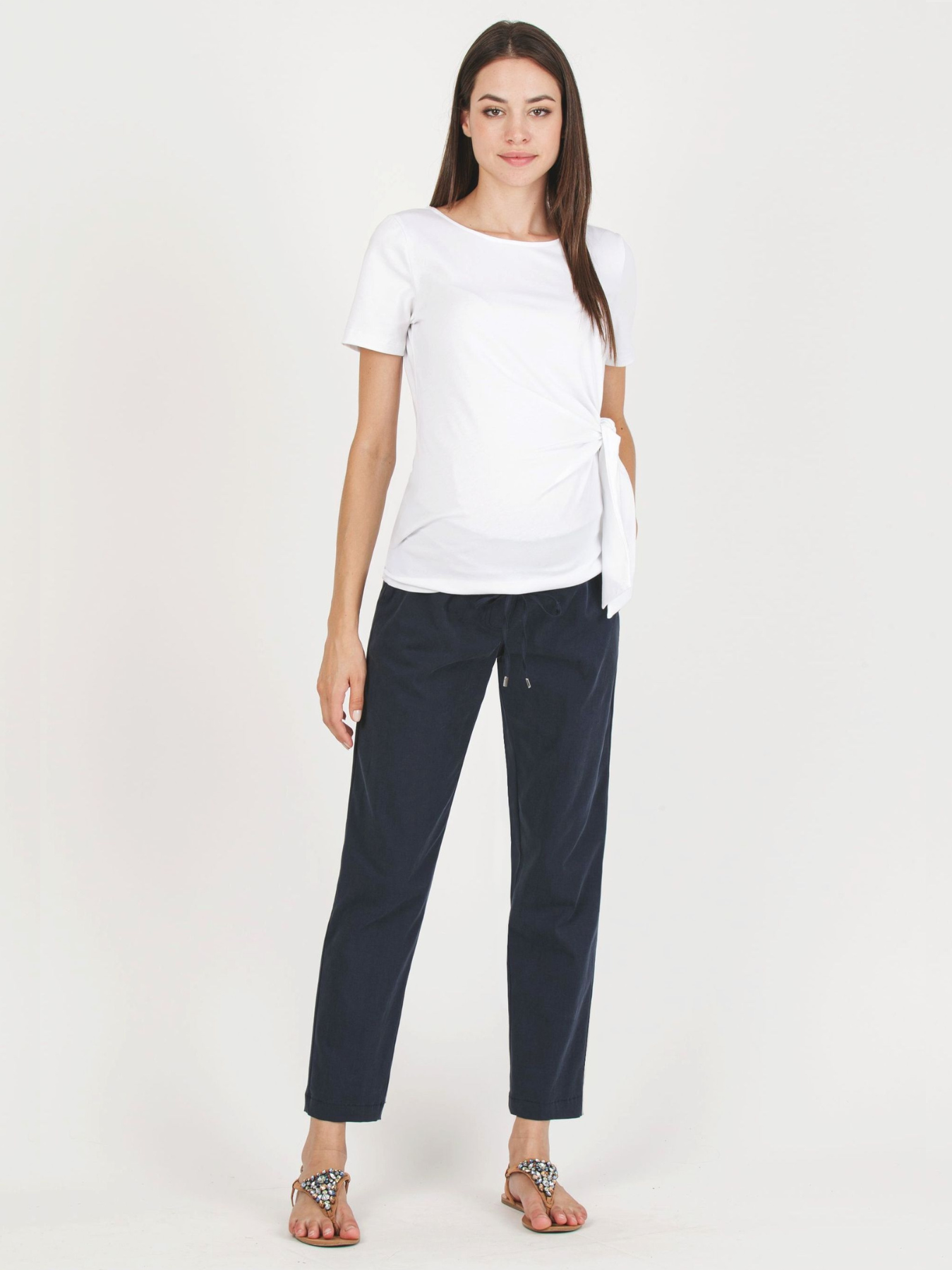 Karen White Bow Maternity T-Shirt