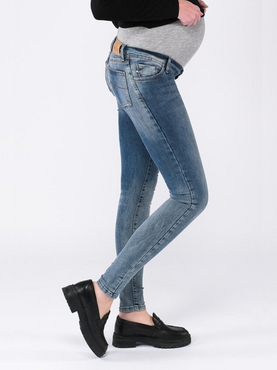 Duurzame ultra skinny donkere zwangerschapsjeans - L32