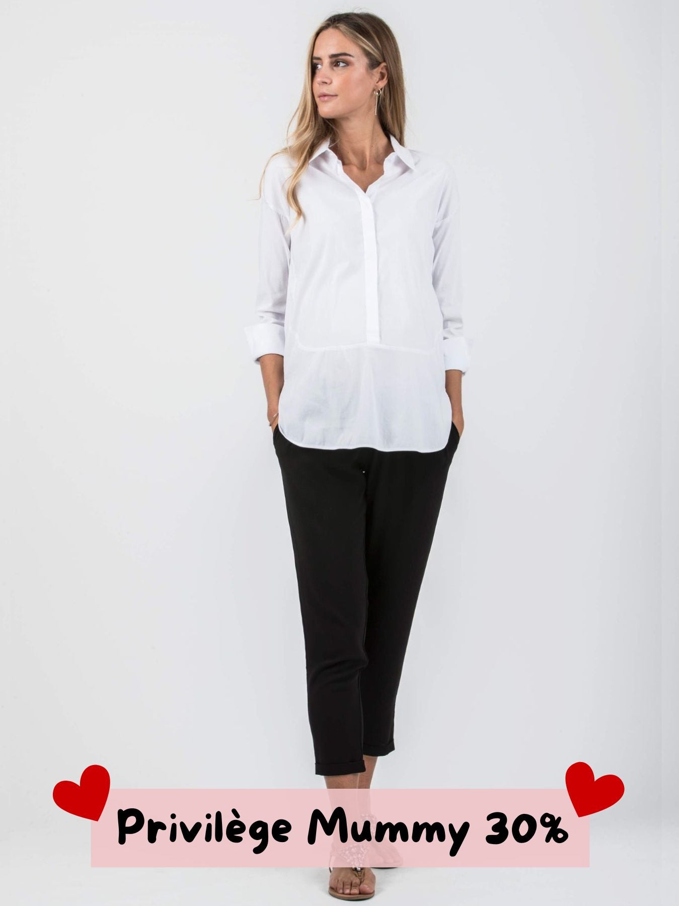 Chemise de grossesse en coton BEATRICE Blanche