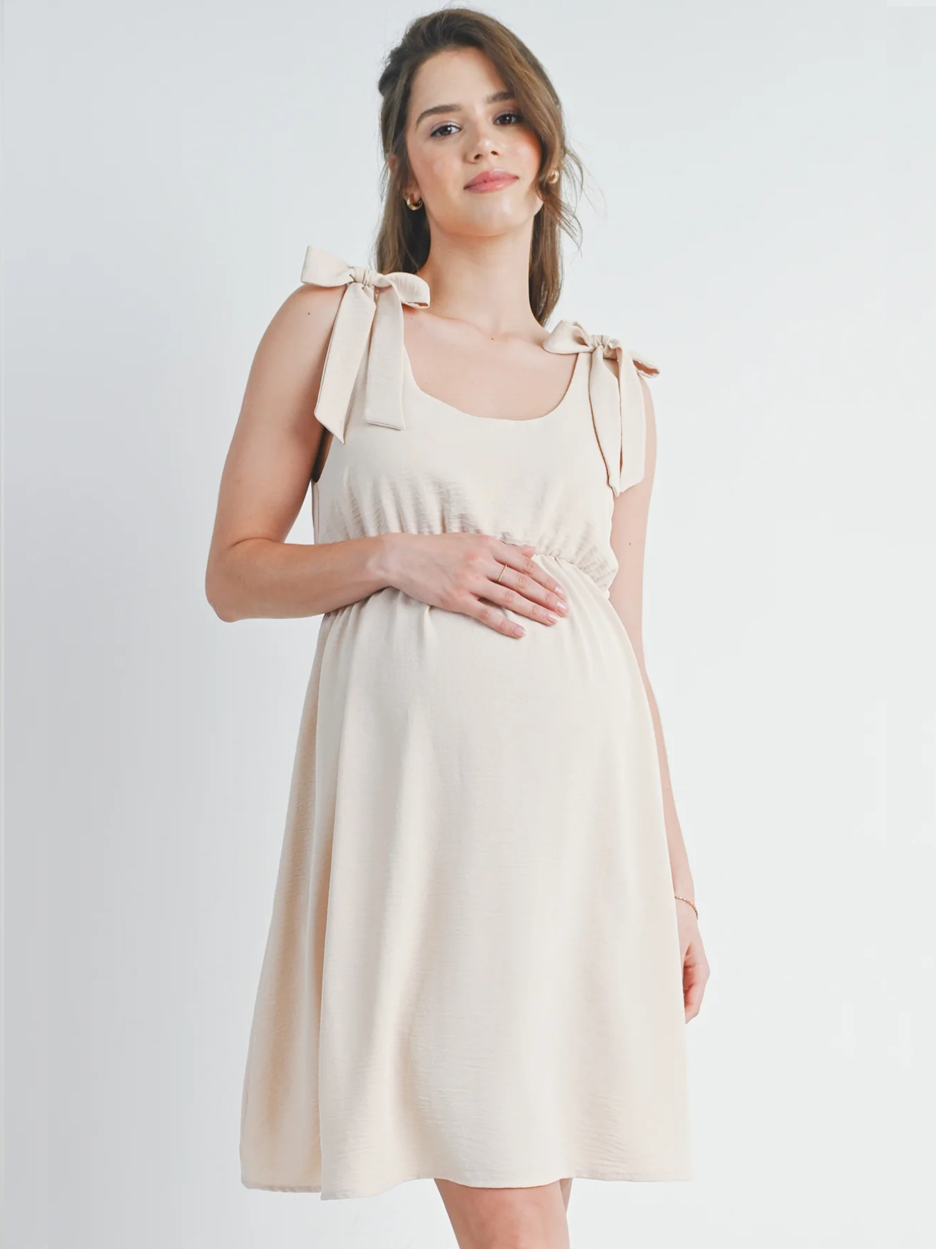 Robe de maternité fluide beige