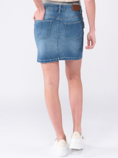 Maternity denim skirt in medium blue denim