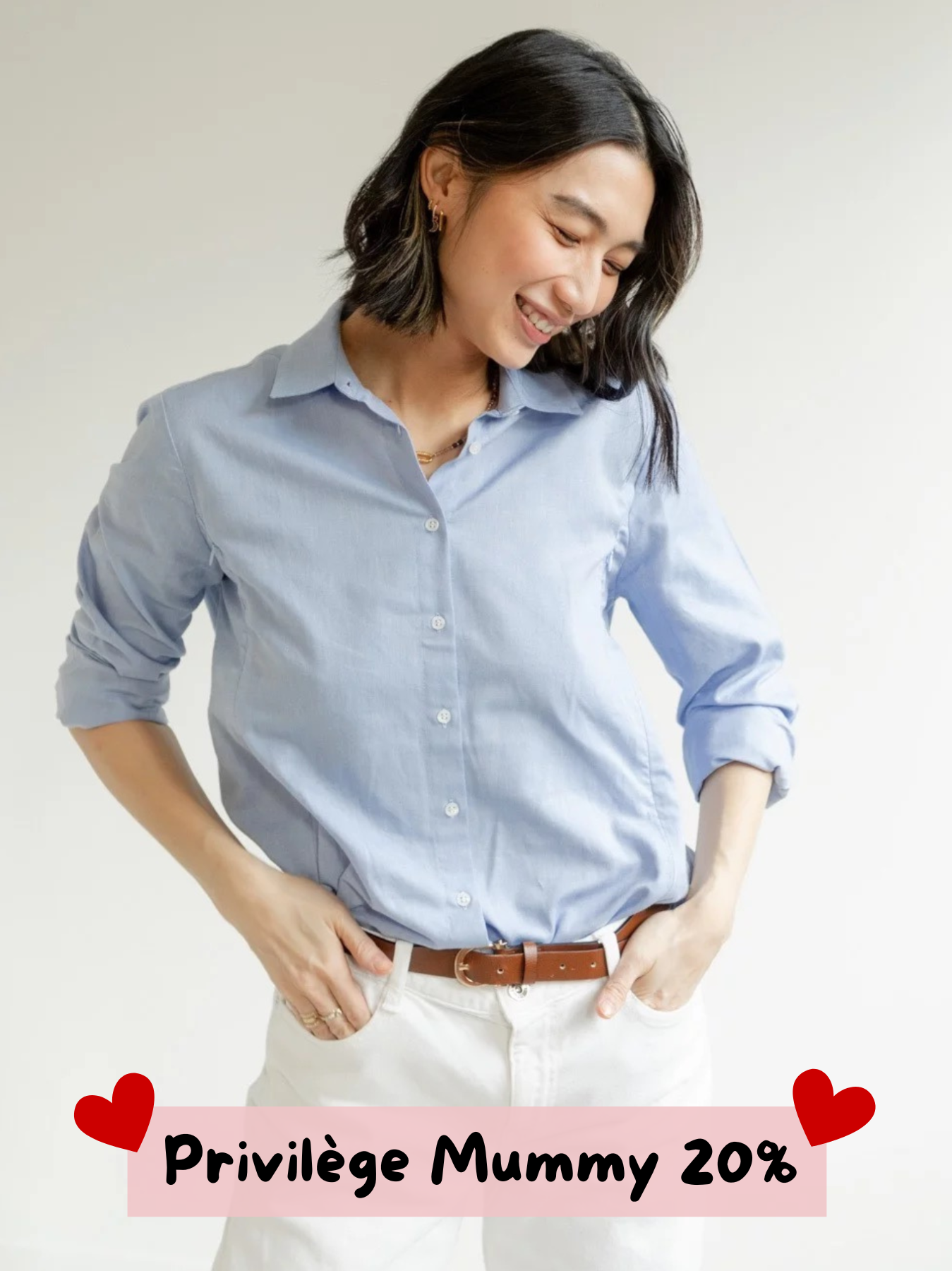 Chemise d’allaitement Oxford Bleu Ciel