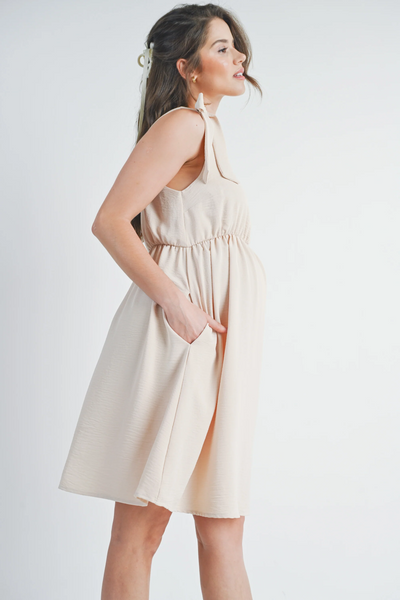 Robe de maternité fluide beige