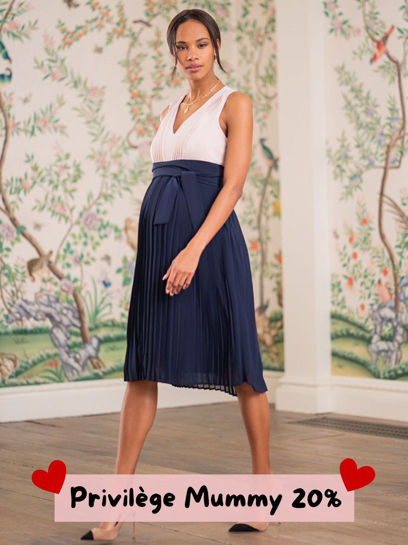 Robe de cérémonie détails plissés Laverne