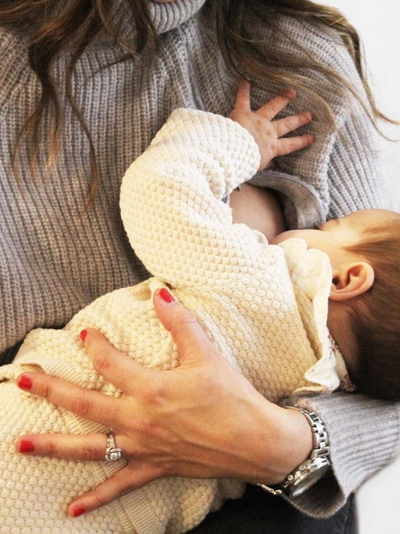 Pull d’allaitement mama en laine mérinos Gris