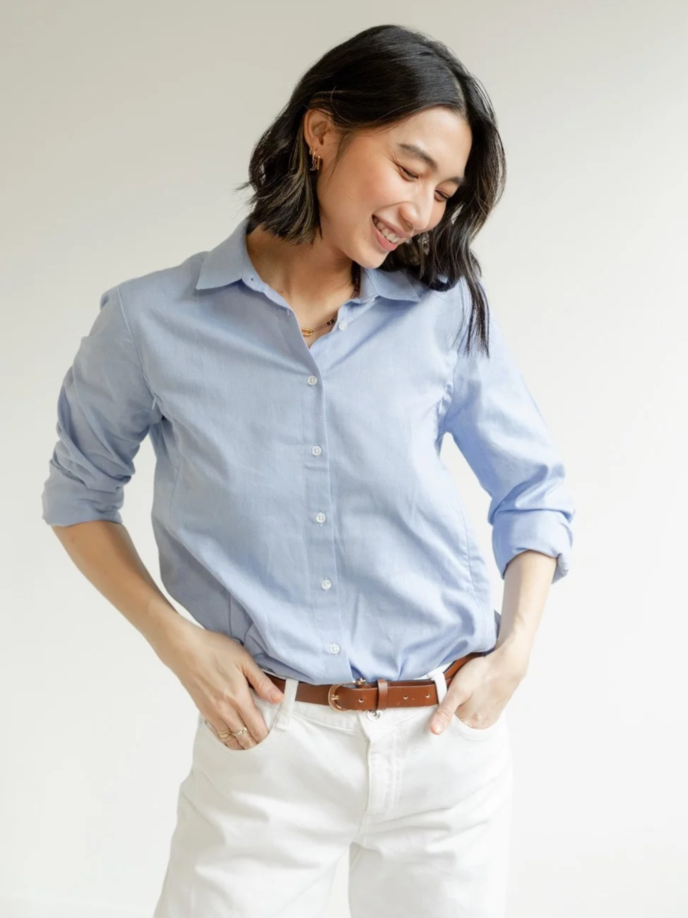 Chemise d’allaitement Oxford Bleu Ciel