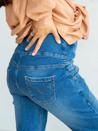 Zwangerschapsjeans van blauw denim