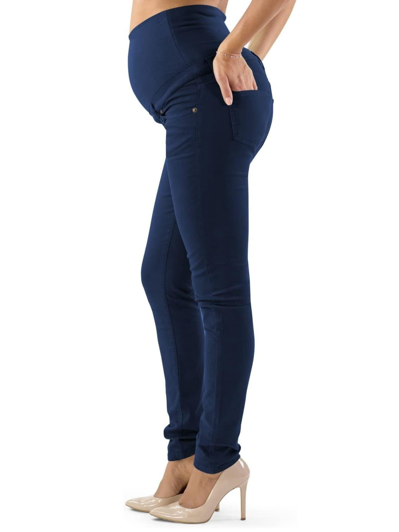 Pantalon de Grossesse Bleu Marine – Coton Égyptien Ultra-Stretch