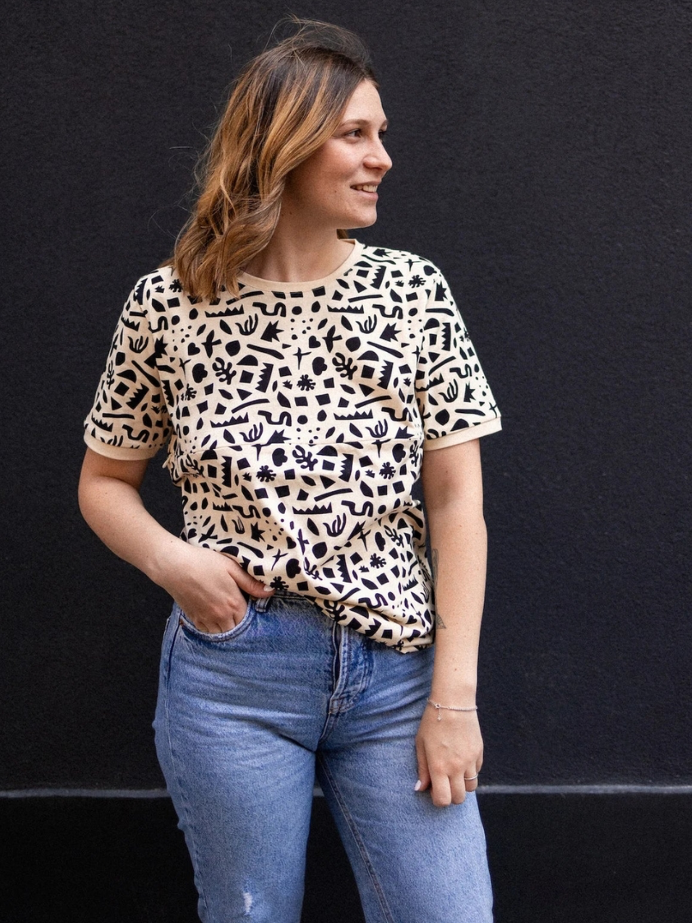 T-shirt met geometrisch patroon voor borstvoeding
