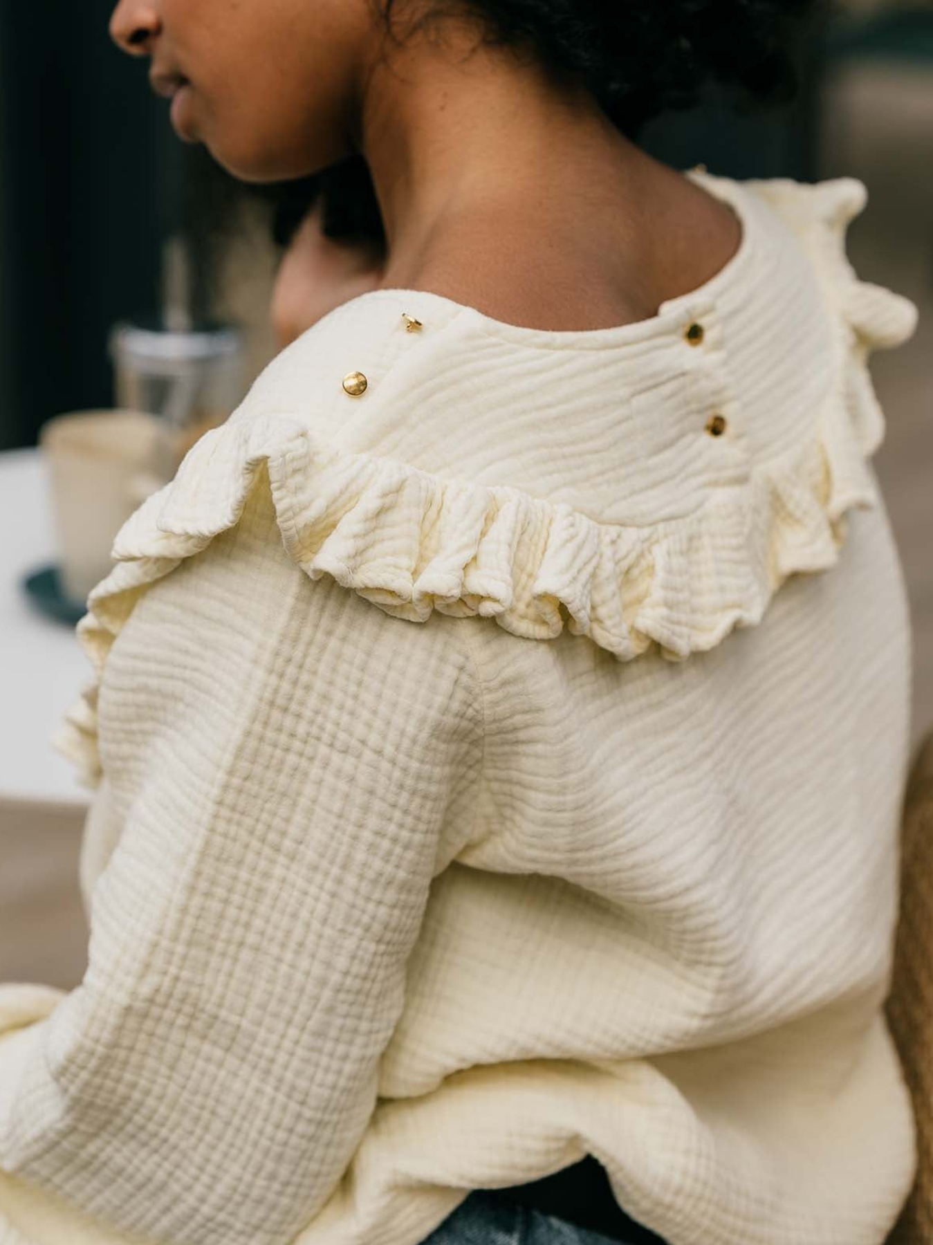 Blouse en gaze de coton Crème