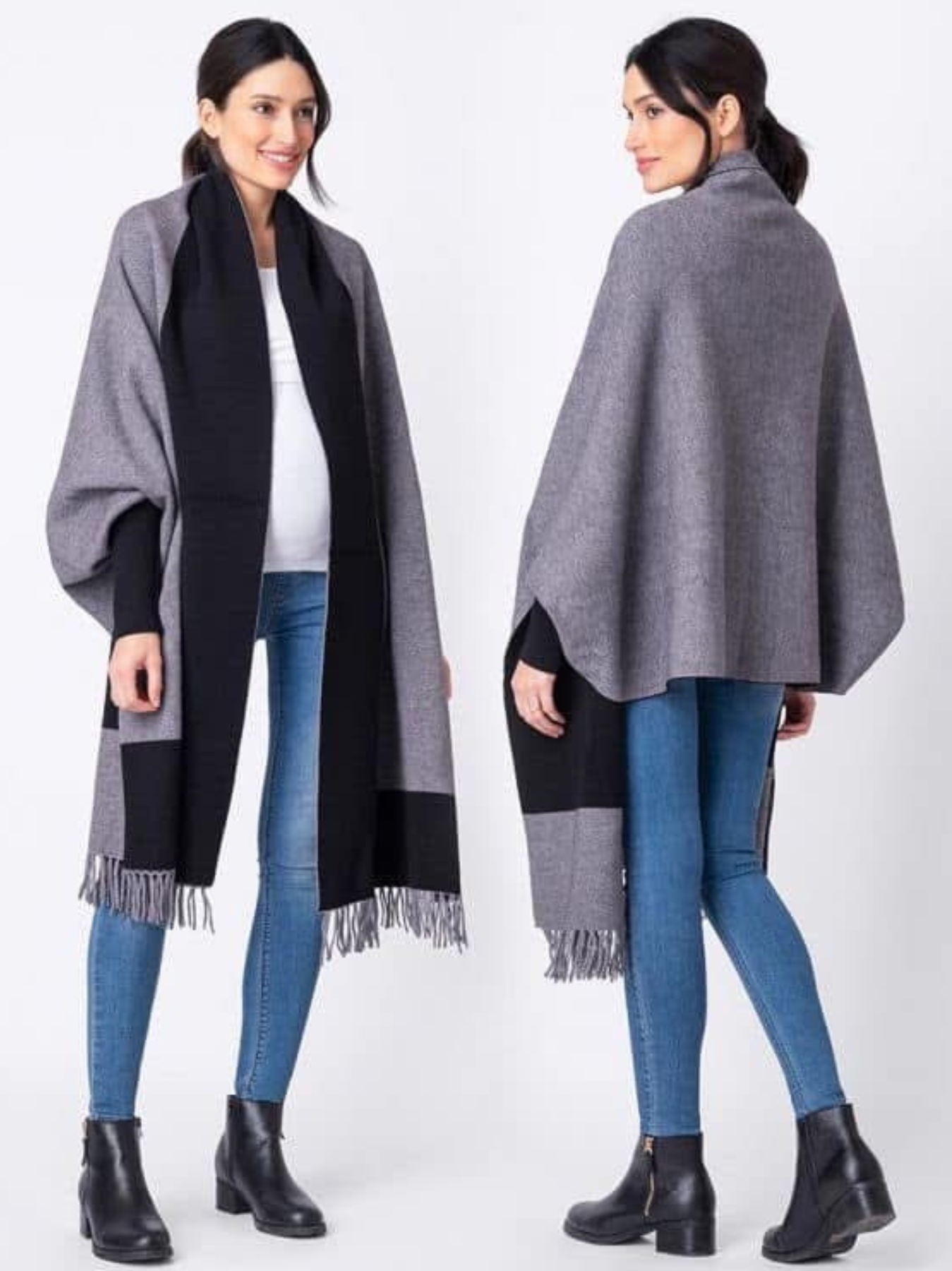 Pull élégant bicolore réversible