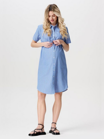 Striped cotton shirt dress