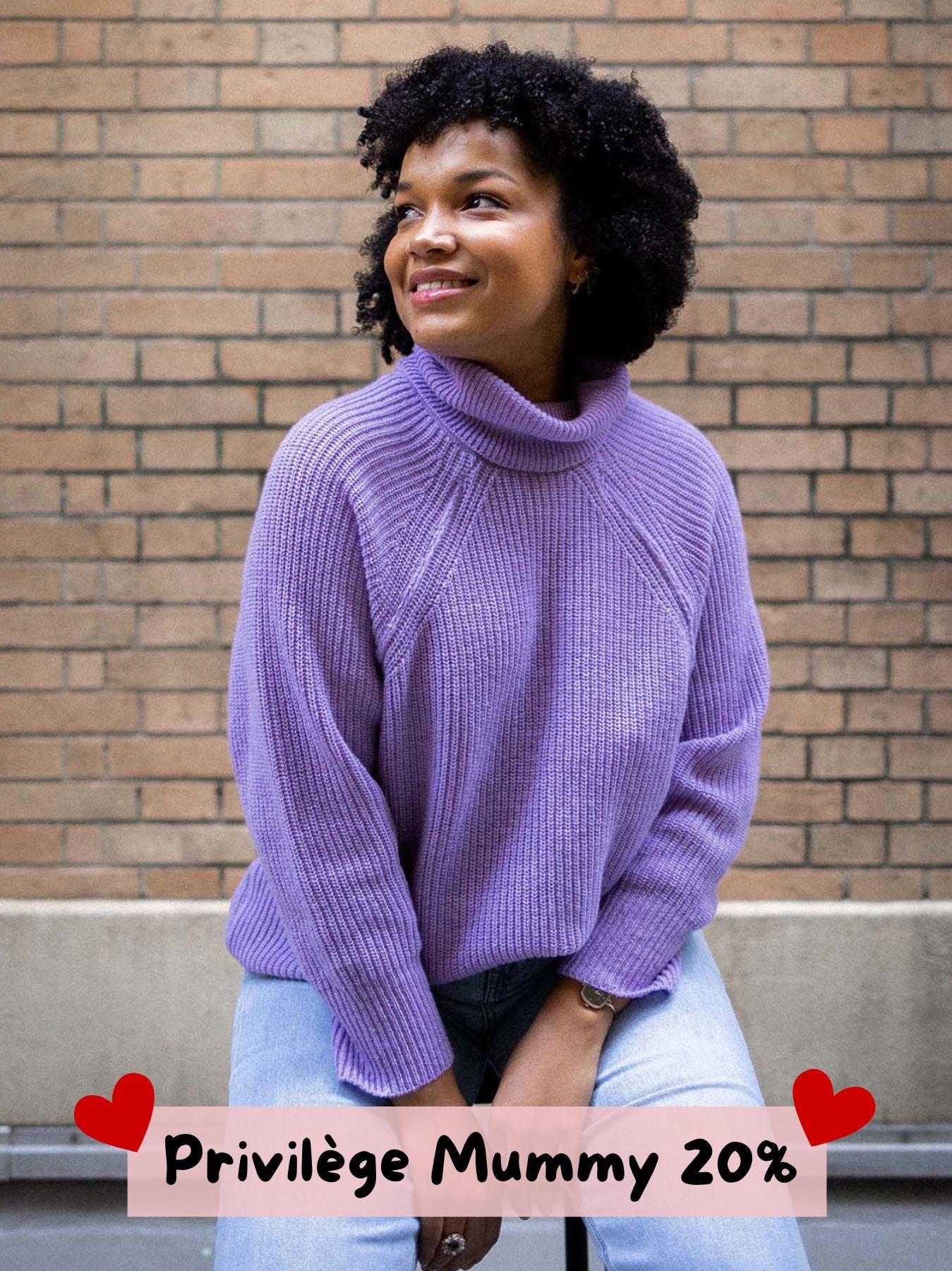 Pull d’allaitement mama en laine mérinos Lila