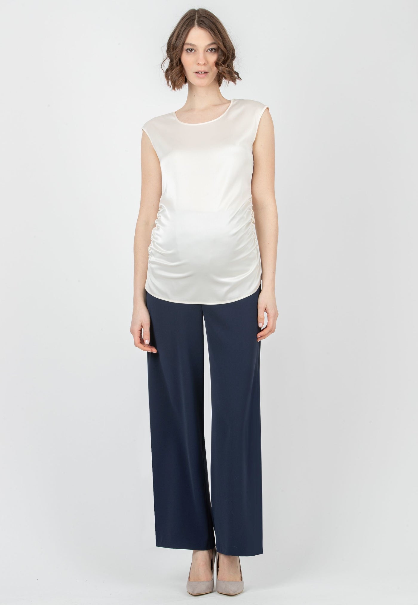 Elegante champagne zwangerschapsblouse
