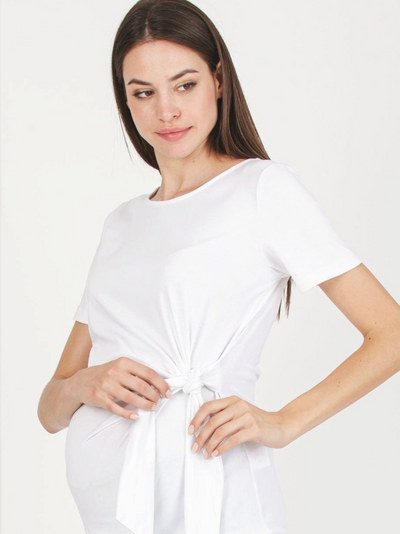 Karen White Bow Maternity T-Shirt