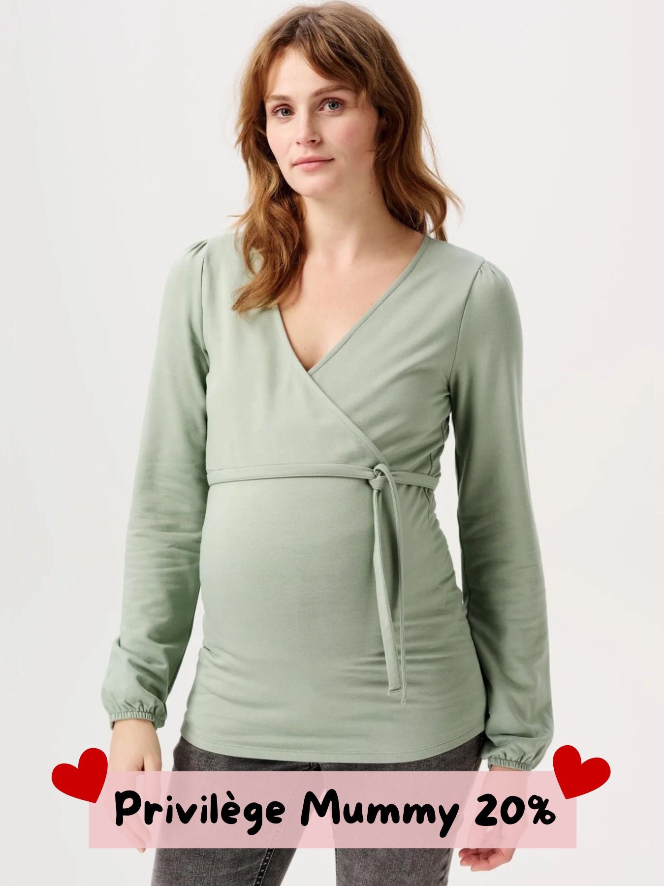 Blouse avec décolleté croisé chaud sauge