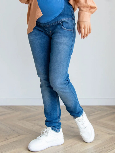Zwangerschapsjeans van blauw denim
