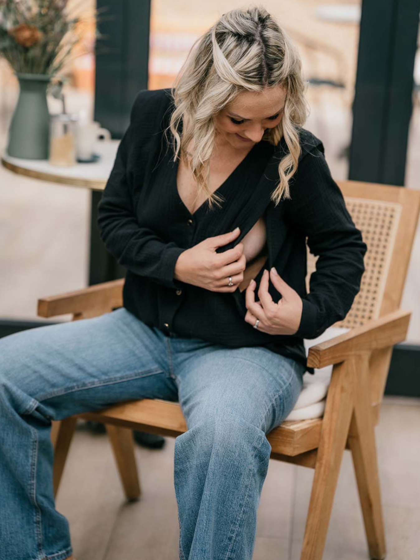 Chemisier en gaze de coton noir chic