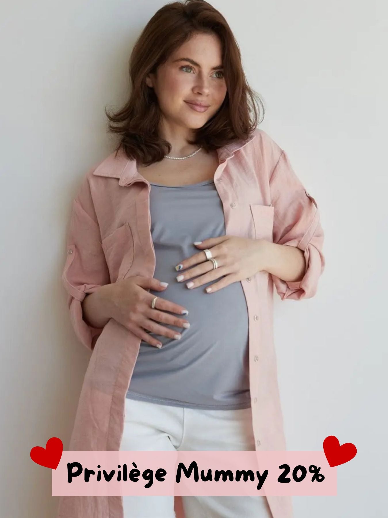 Tunique chemise de maternité Blush rosé