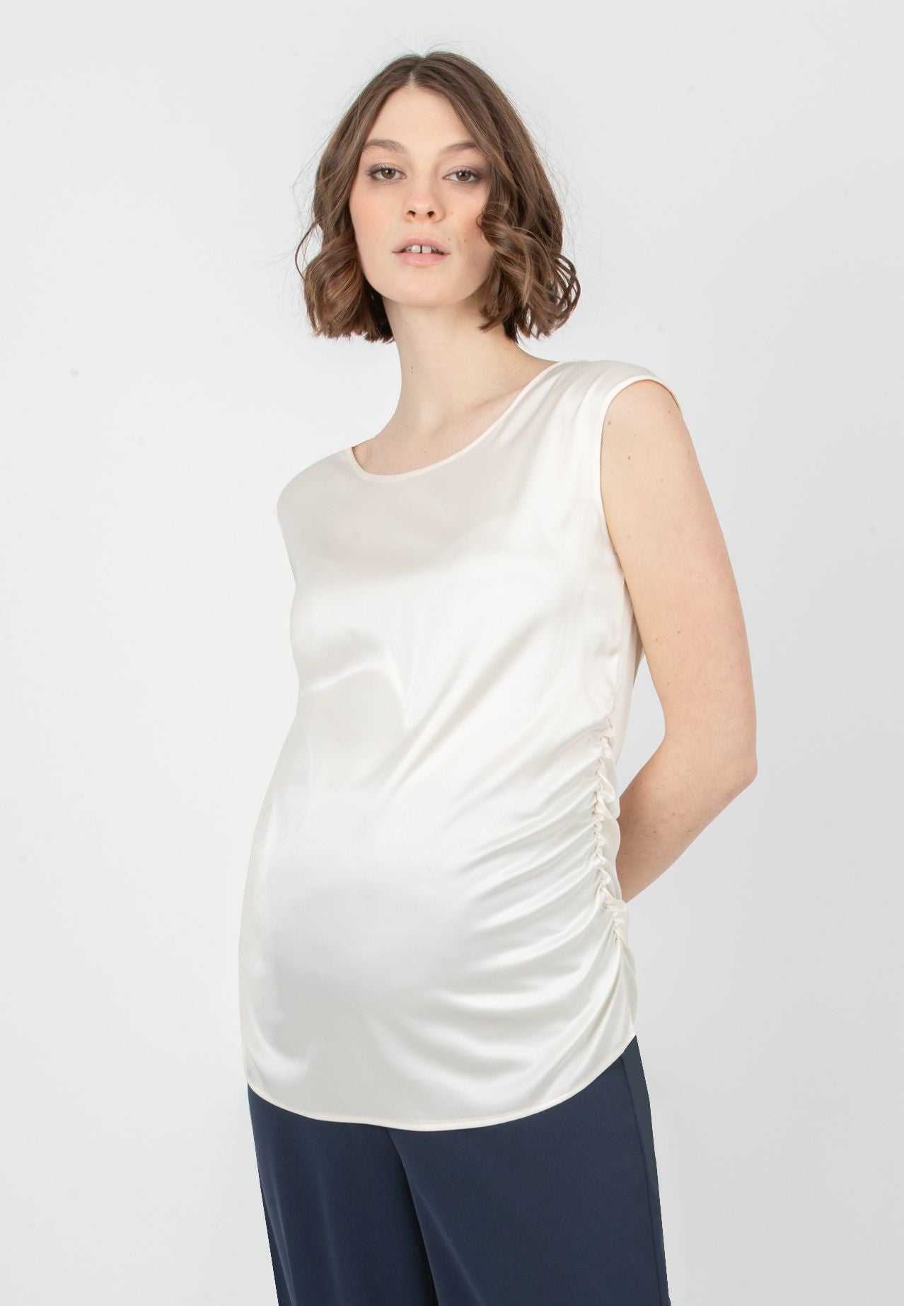 Elegante champagne zwangerschapsblouse