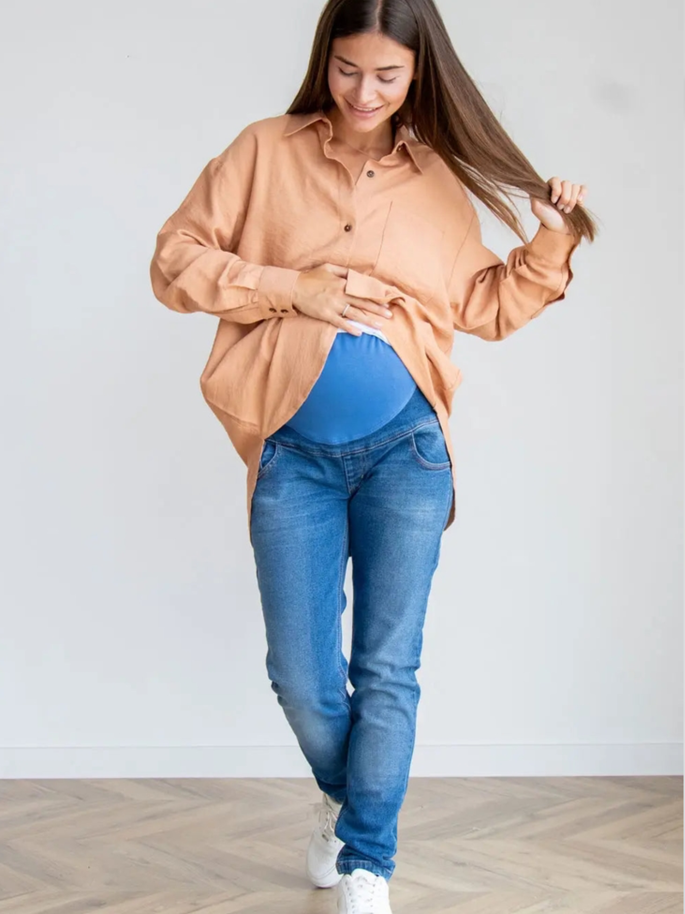 Zwangerschapsjeans van blauw denim