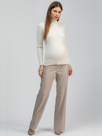 Pantalon habillé à jambes larges mélange beige