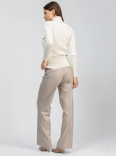 Pantalon habillé à jambes larges mélange beige
