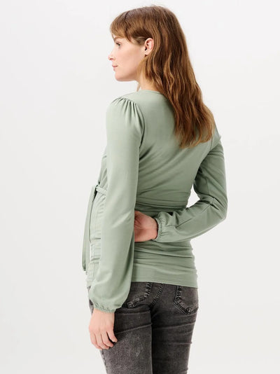 Blouse avec décolleté croisé chaud sauge