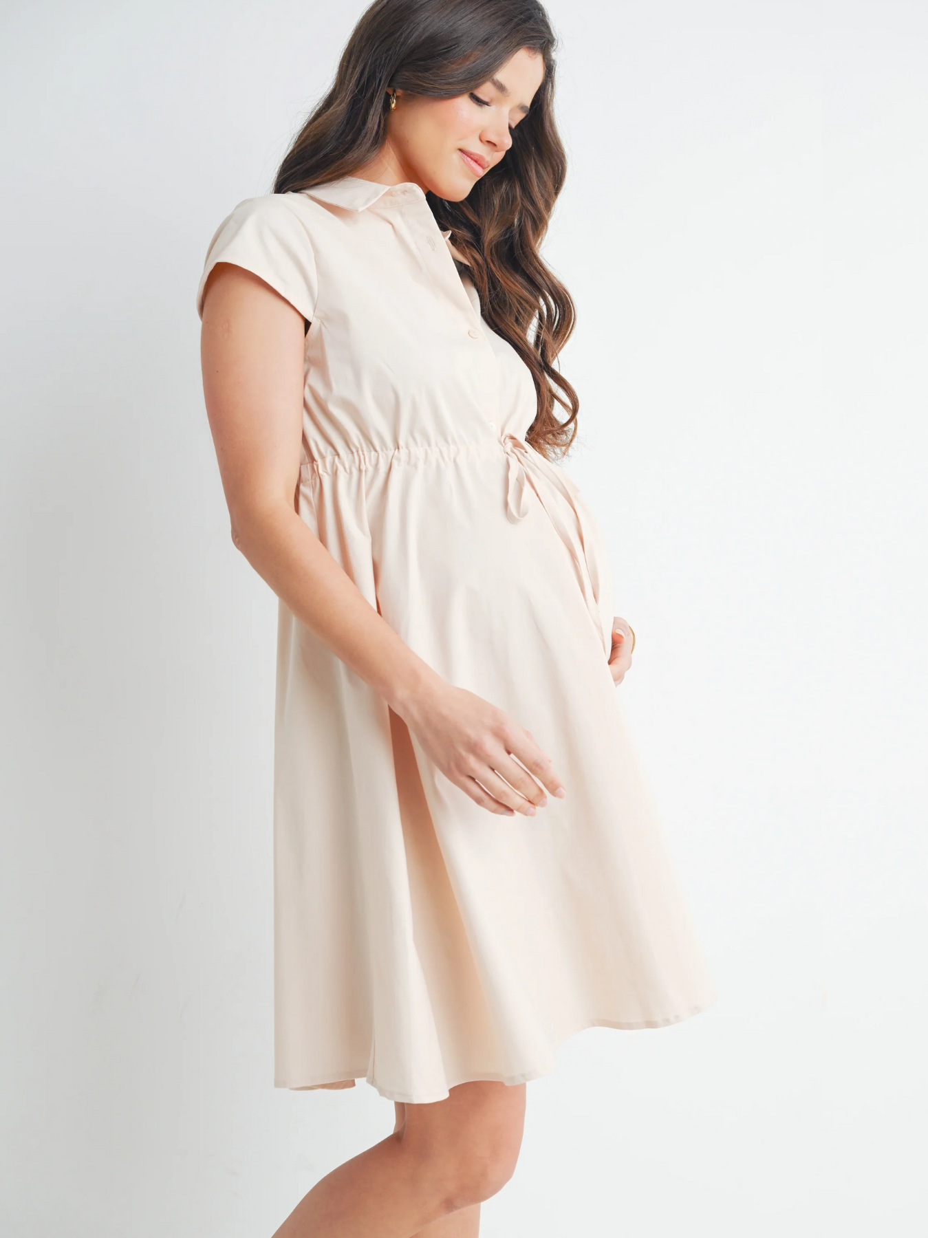 Robe chemise de maternité boutonnée