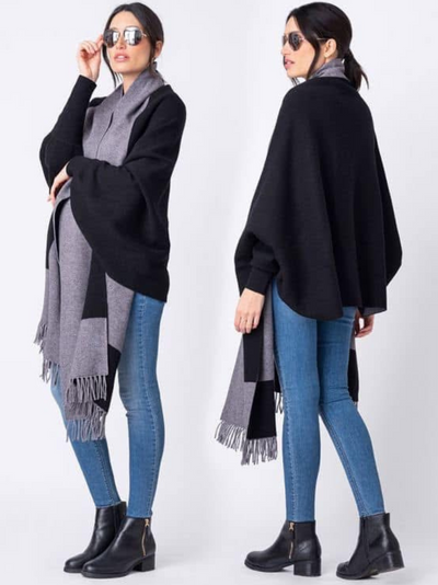 Pull élégant bicolore réversible