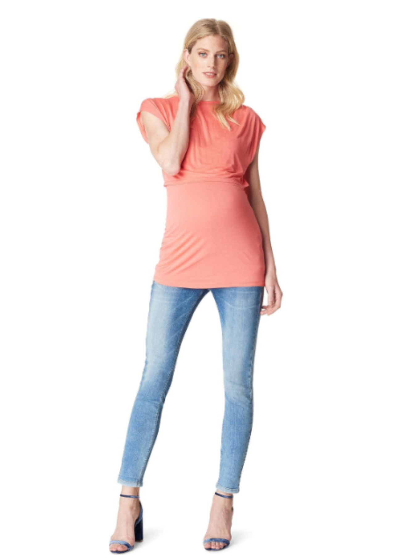 T-shirt grossesse et allaitement léger corail