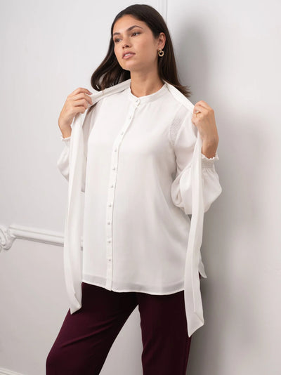 Elegant maternity shirt with chic bow
