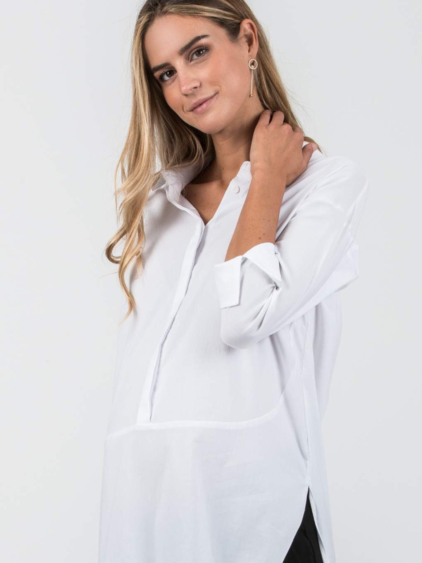 Chemise de grossesse en coton BEATRICE Blanche