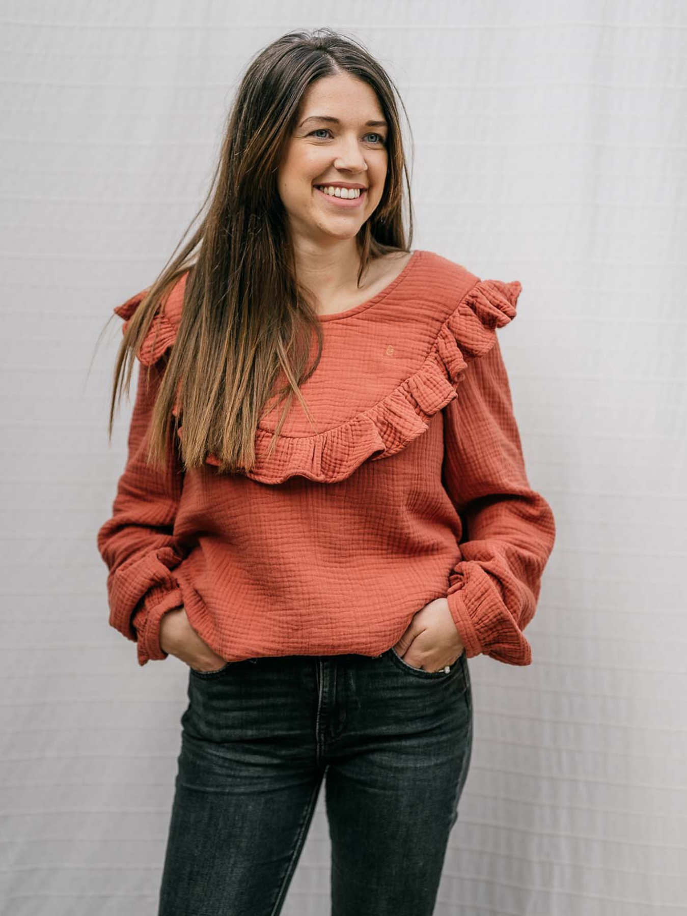 Blouse en gaze de coton Terracota