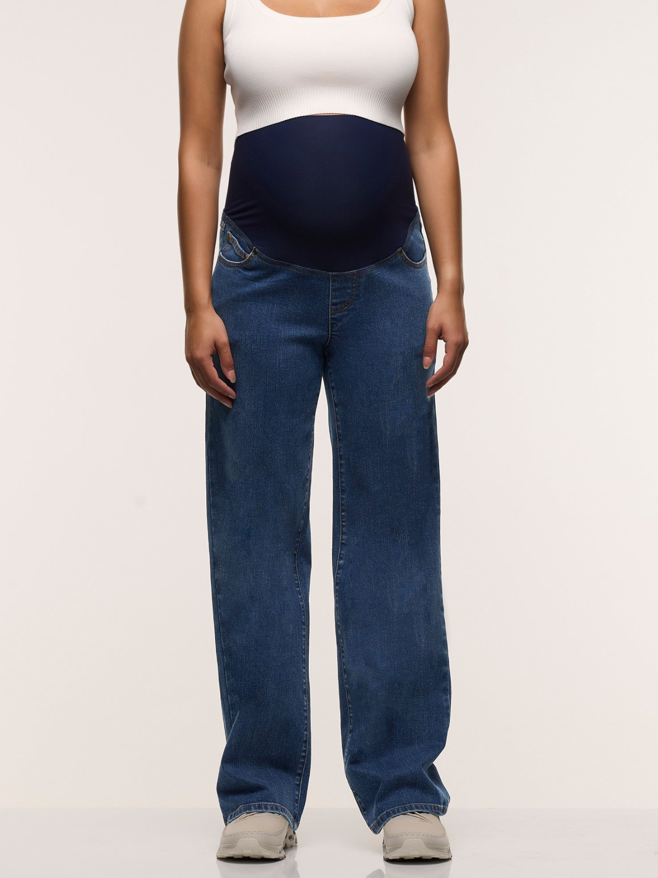 Jeans de grossesse droit en denim foncé