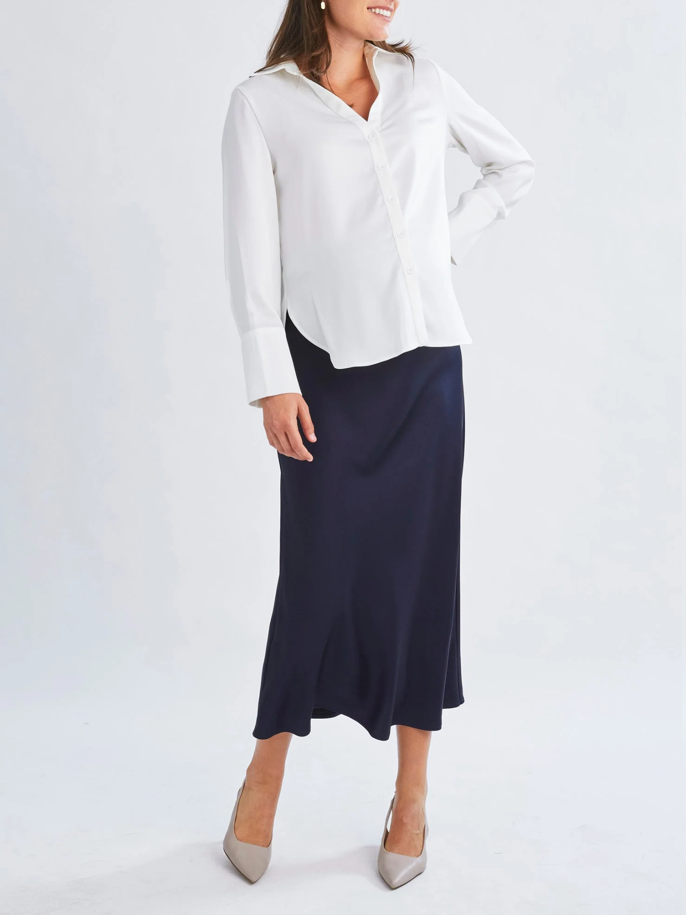 Chemisier chic de maternité Satin Blanc