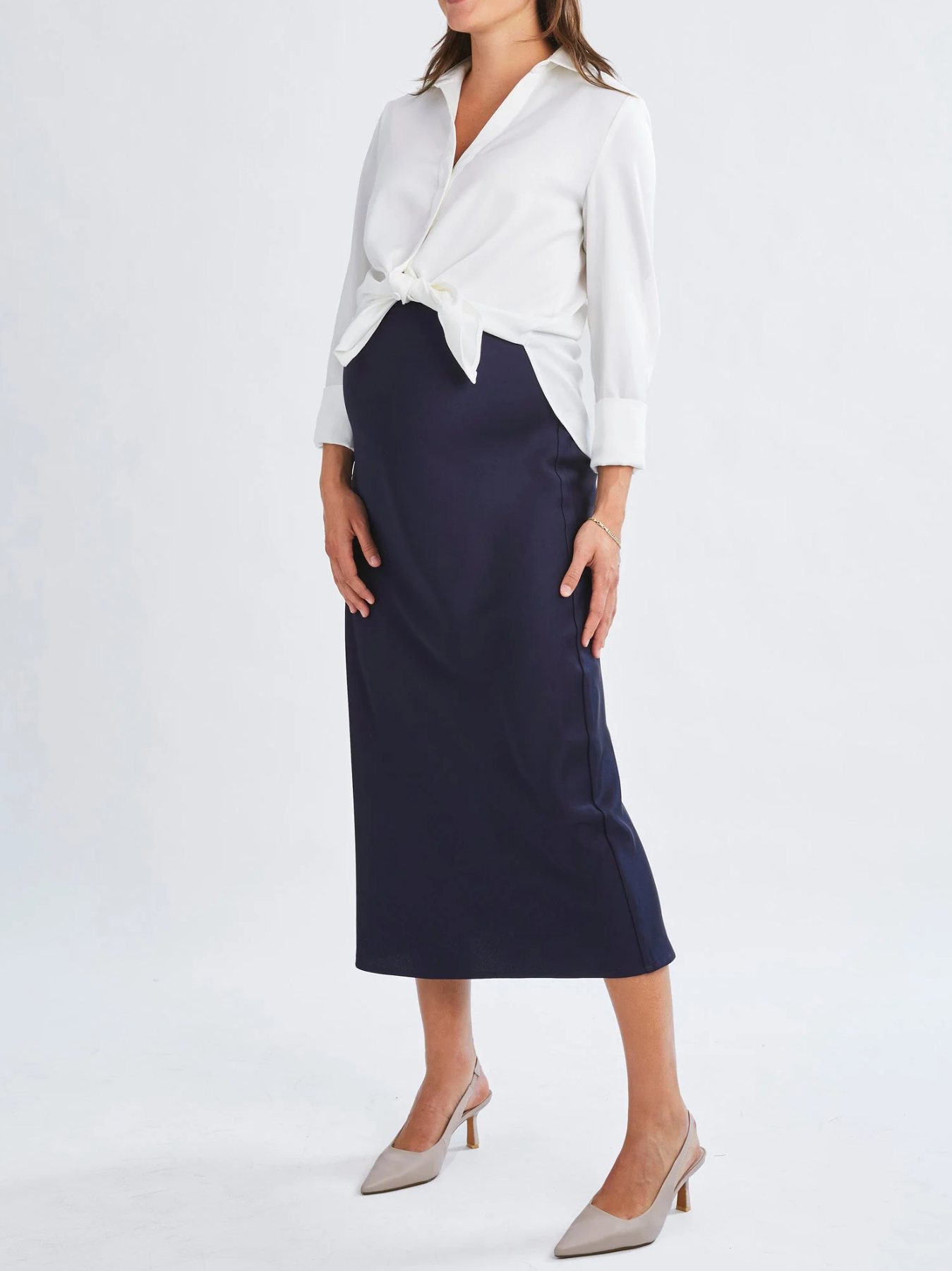 Chemisier chic de maternité Satin Blanc