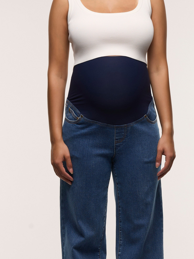 Jeans de grossesse droit en denim foncé