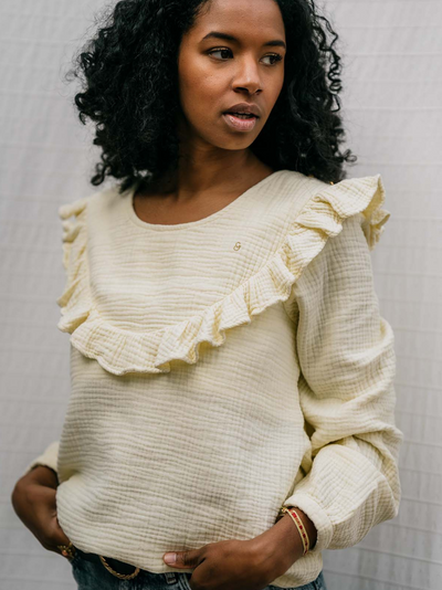 Blouse en gaze de coton Crème