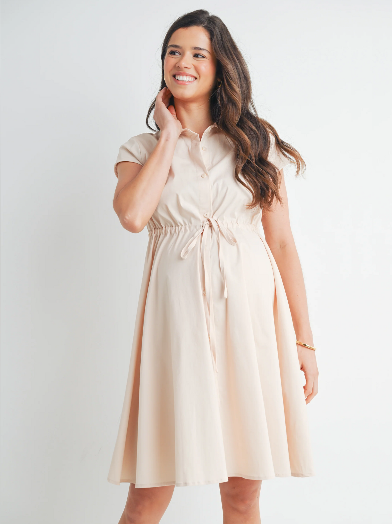 Robe chemise de maternité boutonnée