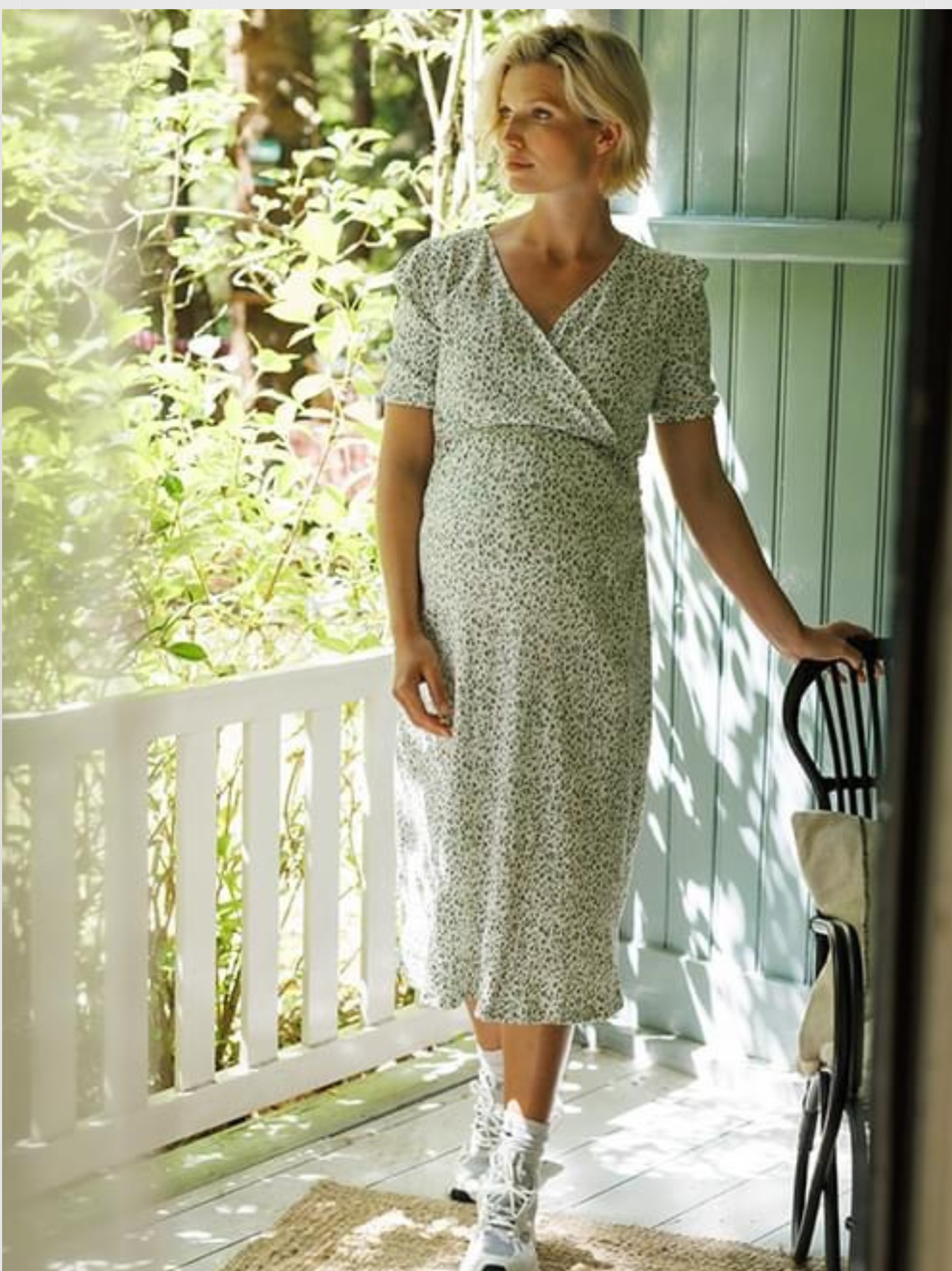 Floral cotton maternity dress