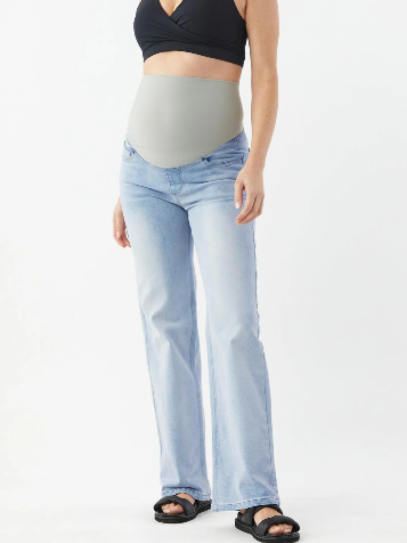 Jeans de grossesse droit en denim clair