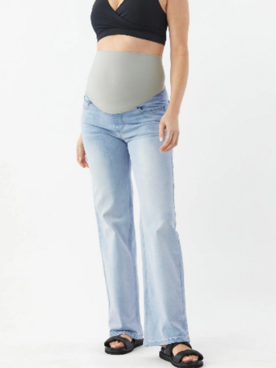Jeans de grossesse droit en denim clair