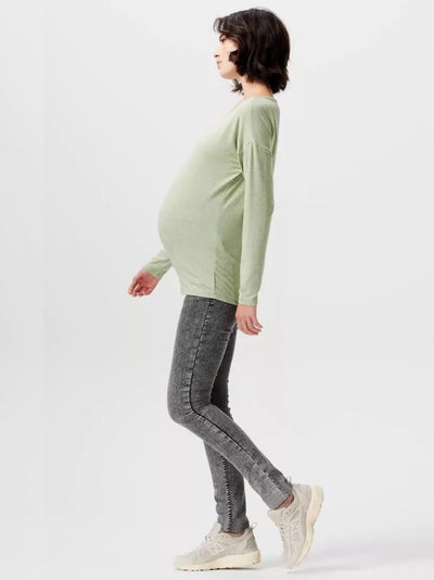 Jeans moderne de grossesse en denim gris délavé