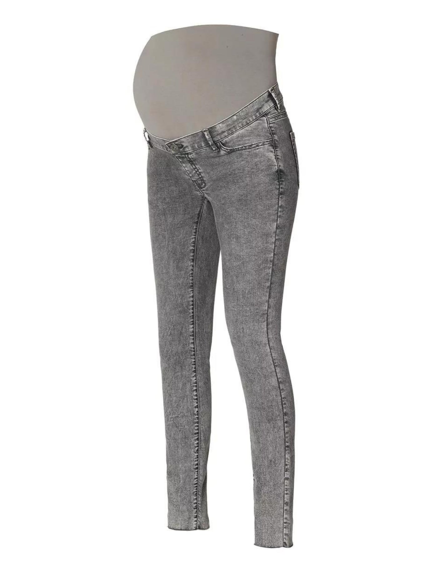 Jeans moderne de grossesse en denim gris délavé